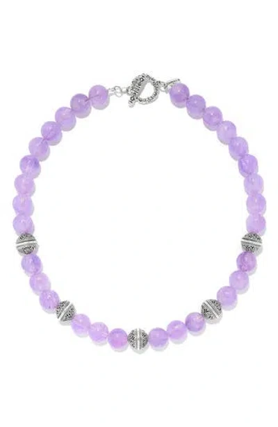 Samuel B. Beaded Stone Necklace In Purple