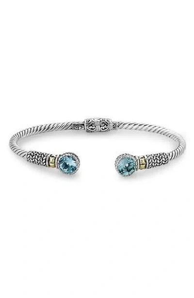 Samuel B. Bezel Set Blue Topaz Bangle In Silver