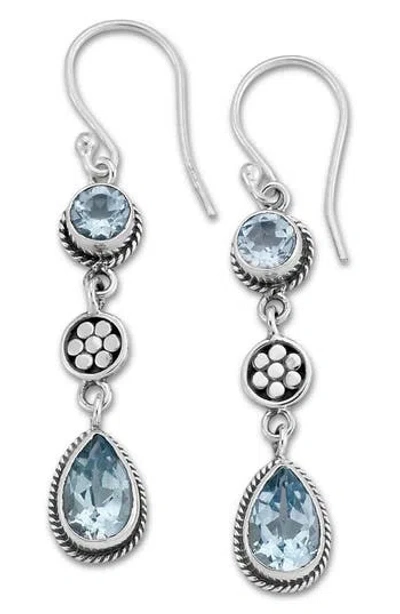 Samuel B. Blue Topaz Drop Earrings