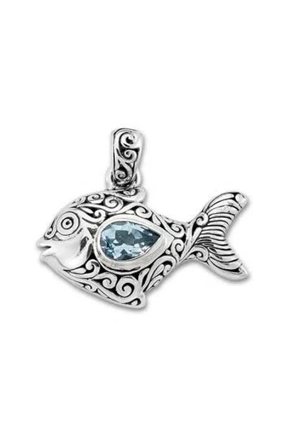 Samuel B. Blue Topaz Fish Pendant In Metallic