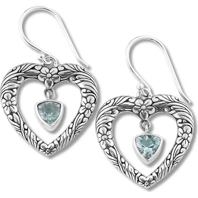 Samuel B. Blue Topaz Heart Drop Earrings