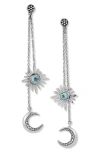 Samuel B. Blue Topaz Moon & Star Chain Drop Earrings