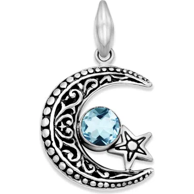 Samuel B. Blue Topaz Moon & Star Pendant In Metallic
