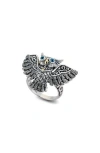 Samuel B. Blue Topaz Owl Ring