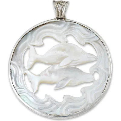 Samuel B. Carved Mother-of-pearl Whale Pendant In Brown