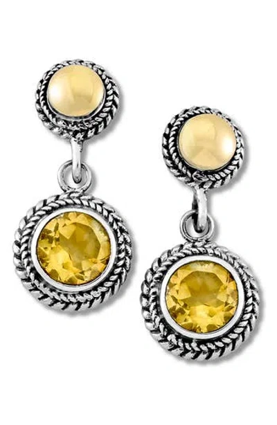SAMUEL B. SAMUEL B. CITRINE TWO-TONE DROP EARRINGS