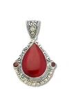 Samuel B. Coral & Garnet Two-tone Pendant