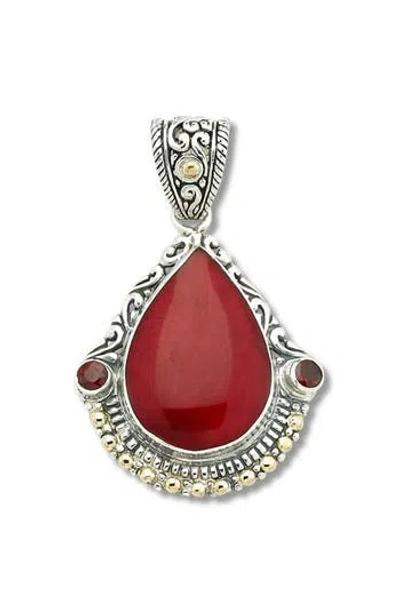 Samuel B. Coral & Garnet Two-tone Pendant