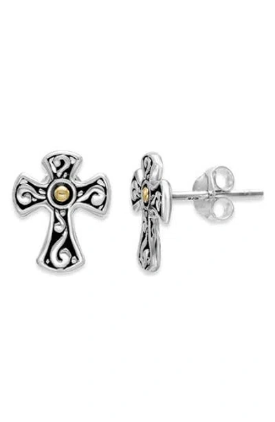 Samuel B. Cross Stud Earrings In Silver And Gold