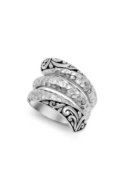 Samuel B. Crossover Hammered Ring In Silver