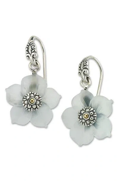 Samuel B. Crystal Flower Two-tone Drop Earrings