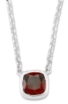 Samuel B. Cushion Cut Garnet Solitaire Pendant Necklace In Silver