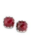 Samuel B. Cushion Cut Ruby Stud Earrings In Red