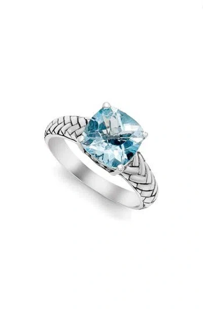 Samuel B. Cushion Cut Sterling Silver Braided Band Ring In Blue