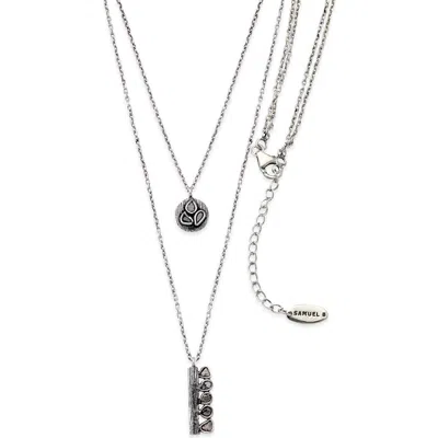 Samuel B. Double Layer Sliced Black Diamond Necklace In Silver