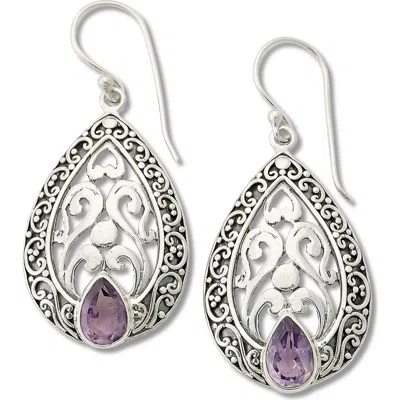 Samuel B. Engraved Blue Topaz Drop Earrings In Silver