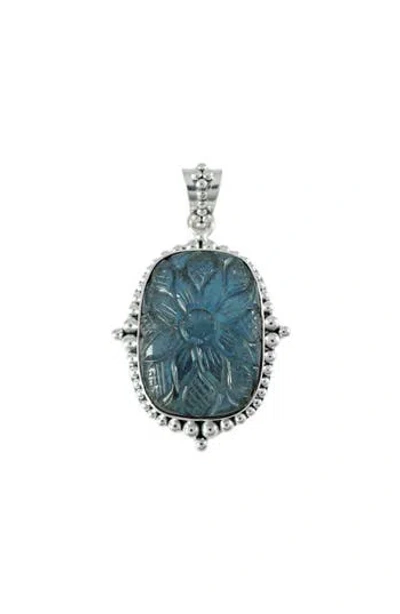 Samuel B. Engraved Labradorite Beaded Trim Pendant In Blue