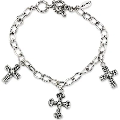 Samuel B. Filigree Cross Charm Bracelet In Brown