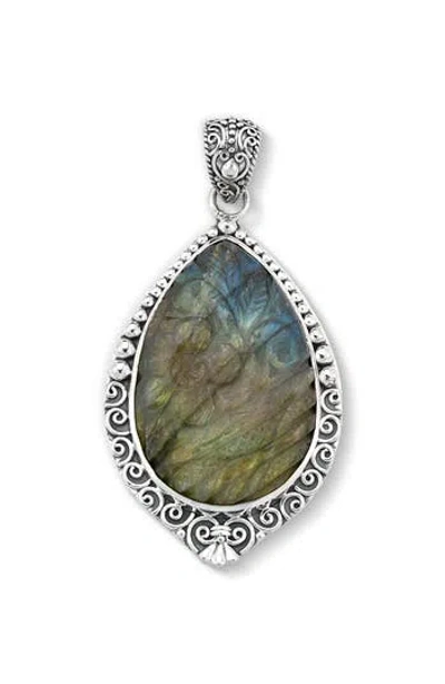 Samuel B. Floral Design Labradorite Pendant In Multi