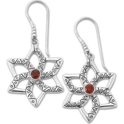 Samuel B. Garnet Flower Drop Earrings
