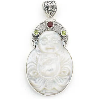 Samuel B. Garnet, Peridot & Mother-of-pearl Buddha Pendant