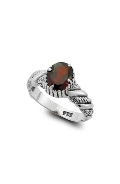 Samuel B. Garnet Ring In Silver/red