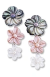 Samuel B. Graduated Mother Of Pearl Flower Drop Earrings In Multi