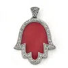 Samuel B. Silver 4.09 Ct. Tw. Coral Hamsa Pendant In Red