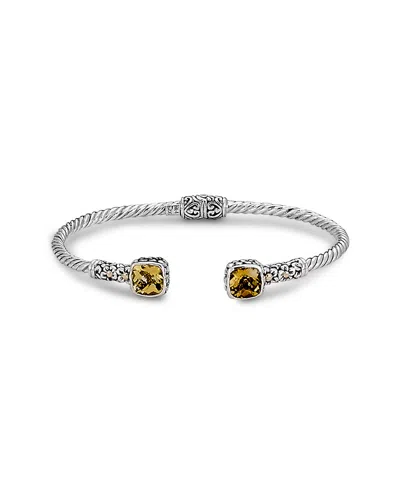 Samuel B. Jewelry 18k & Sterling Silver 2.90 Ct. Tw. Citrine Hinged Bangle Bracelet In Metallic