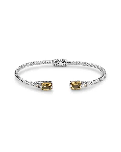 SAMUEL B. SAMUEL B. JEWELRY 18K & STERLING SILVER 3.25 CT. TW. CITRINE TWISTED CABLE BANGLE BRACELET