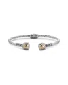 Samuel B. Jewelry 18k & Sterling Silver Floral Hinged Bangle Bracelet