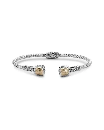 Samuel B. Jewelry 18k & Sterling Silver Floral Hinged Bangle Bracelet