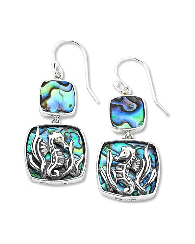 SAMUEL B. SAMUEL B. JEWELRY SILVER & 18K ABALONE SEAHORSE EARRINGS