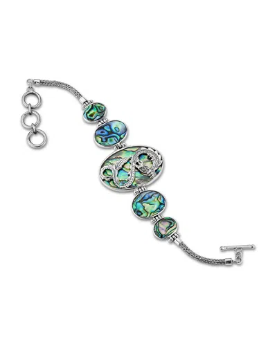 Samuel B. Jewelry Sterling Silver Abalone Oval Dragon Bracelet In Green