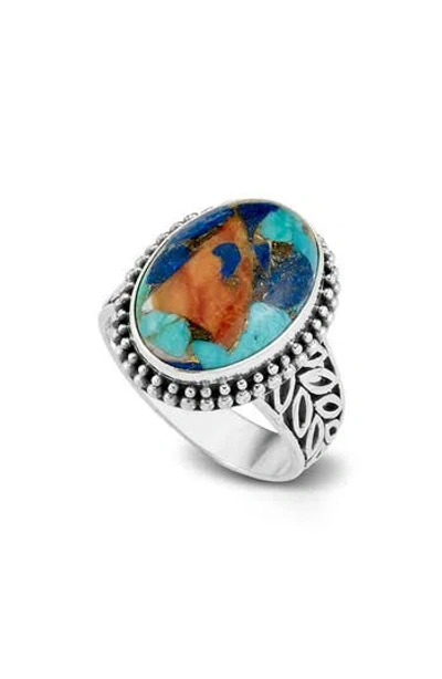 Samuel B. Lapis & Turquoise Ring In Multi