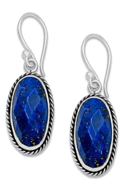 SAMUEL B. SAMUEL B. LAPIS OVAL DROP EARRINGS