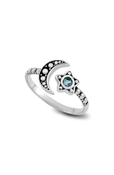 Samuel B. Moon & Star Bypass Ring In Blue
