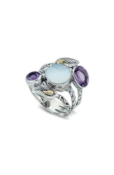 Samuel B. Mother-of-pearl & Amethyst Leaf Ring