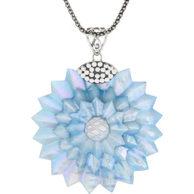 Samuel B. Mother Of Pearl Flower Pendant Necklace In Blue