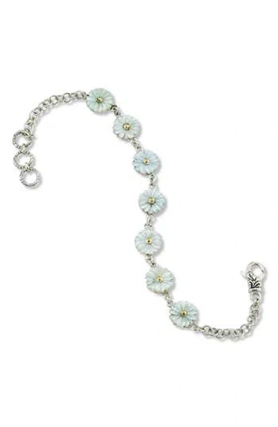 Samuel B. Mother-of-pearl Flower Two-tone Chain Bracelet