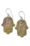 Samuel B. Mother-of-pearl Hamsa Two-tone Drop Earrings