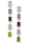 Samuel B. Multi Stone Baguette Cut Drop Earrings In Multi