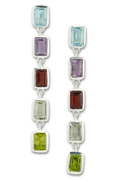 Samuel B. Multi Stone Baguette Cut Drop Earrings In Metallic