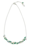 Samuel B. Multi Stone Beaded Statement Necklace In Metallic