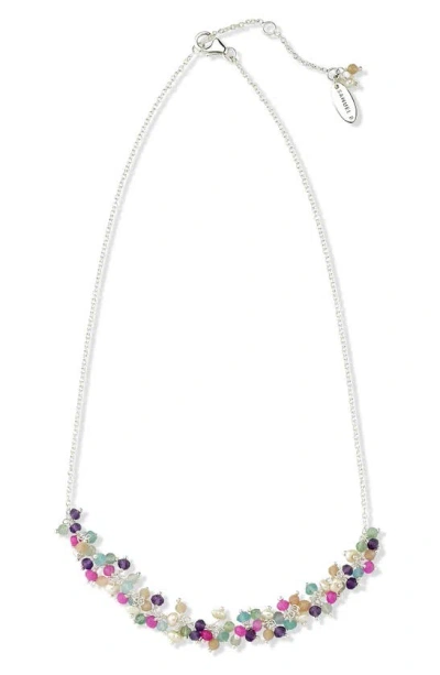 Samuel B. Multi Stone Beaded Statement Necklace In Silver Multi