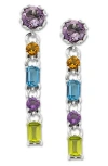 Samuel B. Multi Stone Drop Earrings In Silver/purple Multi