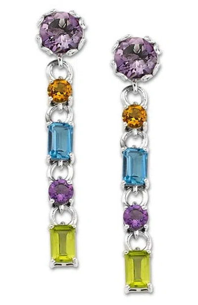 Samuel B. Multi Stone Drop Earrings In Silver/purple Multi