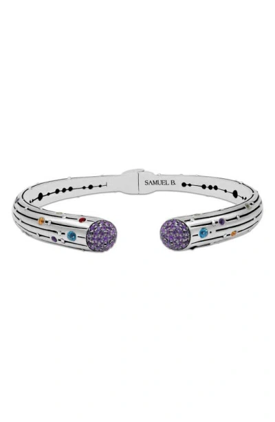 Samuel B. Multi Stone Scattered Bangle Bracelet In Silver Multi