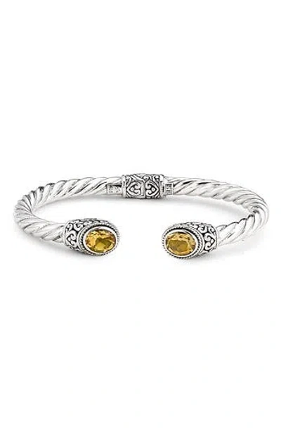 Samuel B. Oval Blue Topaz Open Cuff Bracelet In Silver