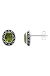 Samuel B. Oval Cut Stone Stud Earrings In Green